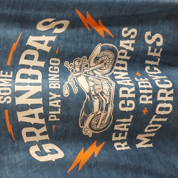 Men's Graphic Short Sleeved Shirt GRANDPAS & MOTORCYCLES Sz XL In BLUE - Picture 3 of 10